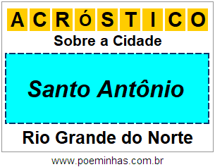 Acróstico Para Imprimir Sobre a Cidade Santo Antônio