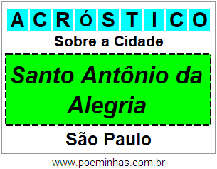 Acróstico Para Imprimir Sobre a Cidade Santo Antônio da Alegria