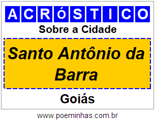 Acróstico Para Imprimir Sobre a Cidade Santo Antônio da Barra