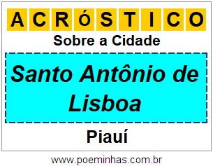 Acróstico Para Imprimir Sobre a Cidade Santo Antônio de Lisboa