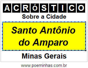 Acróstico Para Imprimir Sobre a Cidade Santo Antônio do Amparo