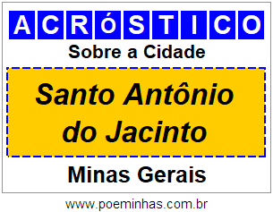 Acróstico Para Imprimir Sobre a Cidade Santo Antônio do Jacinto