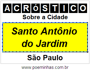 Acróstico Para Imprimir Sobre a Cidade Santo Antônio do Jardim