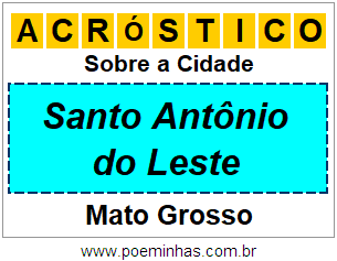 Acróstico Para Imprimir Sobre a Cidade Santo Antônio do Leste