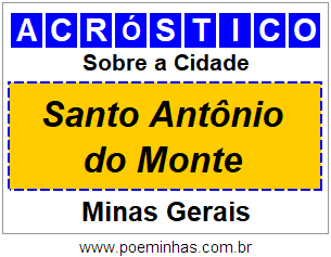 Acróstico Para Imprimir Sobre a Cidade Santo Antônio do Monte