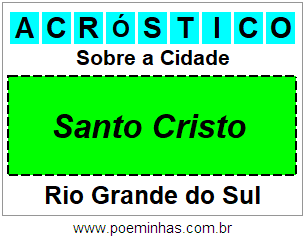 Acróstico Para Imprimir Sobre a Cidade Santo Cristo