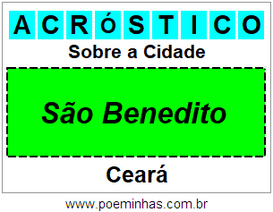 Acróstico Para Imprimir Sobre a Cidade São Benedito