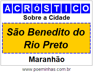 Acróstico Para Imprimir Sobre a Cidade São Benedito do Rio Preto