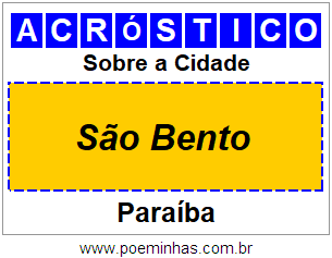 Acróstico Para Imprimir Sobre a Cidade São Bento