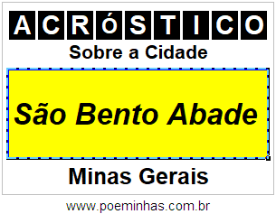 Acróstico Para Imprimir Sobre a Cidade São Bento Abade