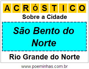 Acróstico Para Imprimir Sobre a Cidade São Bento do Norte