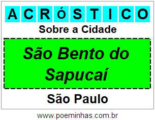 Acróstico Para Imprimir Sobre a Cidade São Bento do Sapucaí