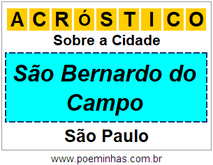 Acróstico Para Imprimir Sobre a Cidade São Bernardo do Campo