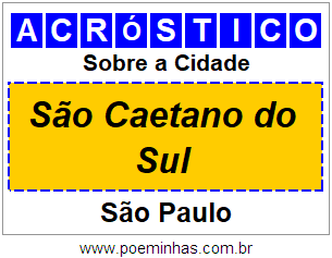 Acróstico Para Imprimir Sobre a Cidade São Caetano do Sul