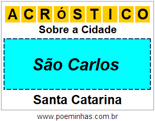 Acróstico Para Imprimir Sobre a Cidade São Carlos