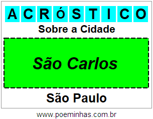 Acróstico Para Imprimir Sobre a Cidade São Carlos