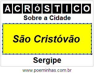 Acróstico Para Imprimir Sobre a Cidade São Cristóvão