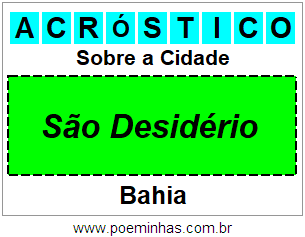 Acróstico Para Imprimir Sobre a Cidade São Desidério