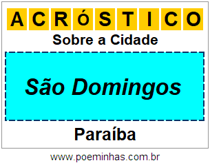 Acróstico Para Imprimir Sobre a Cidade São Domingos