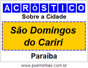 Acróstico Para Imprimir Sobre a Cidade São Domingos do Cariri