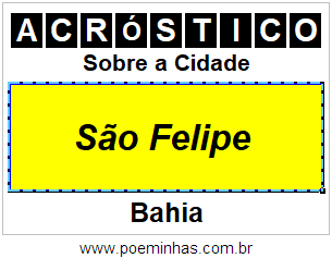 Acróstico Para Imprimir Sobre a Cidade São Felipe