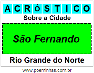 Acróstico Para Imprimir Sobre a Cidade São Fernando