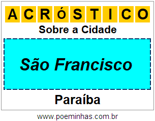 Acróstico Para Imprimir Sobre a Cidade São Francisco