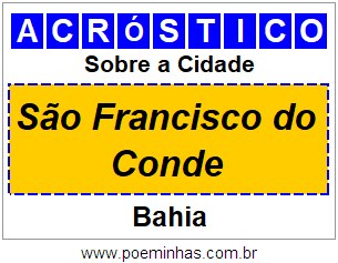 Acróstico Para Imprimir Sobre a Cidade São Francisco do Conde