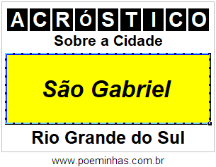 Acróstico Para Imprimir Sobre a Cidade São Gabriel