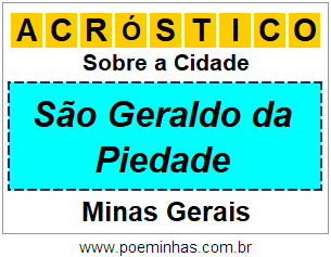 Acróstico Para Imprimir Sobre a Cidade São Geraldo da Piedade