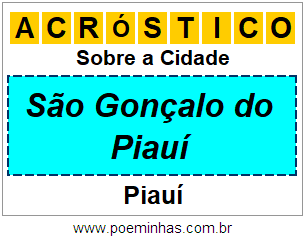 Acróstico Para Imprimir Sobre a Cidade São Gonçalo do Piauí