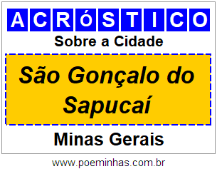 Acróstico Para Imprimir Sobre a Cidade São Gonçalo do Sapucaí