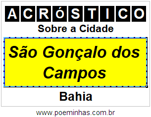 Acróstico Para Imprimir Sobre a Cidade São Gonçalo dos Campos