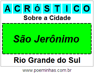 Acróstico Para Imprimir Sobre a Cidade São Jerônimo