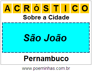 Acróstico Para Imprimir Sobre a Cidade São João