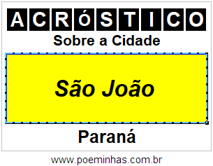 Acróstico Para Imprimir Sobre a Cidade São João