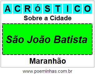 Acróstico Para Imprimir Sobre a Cidade São João Batista