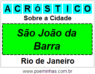 Acróstico Para Imprimir Sobre a Cidade São João da Barra