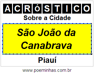 Acróstico Para Imprimir Sobre a Cidade São João da Canabrava