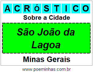 Acróstico Para Imprimir Sobre a Cidade São João da Lagoa