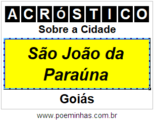 Acróstico Para Imprimir Sobre a Cidade São João da Paraúna