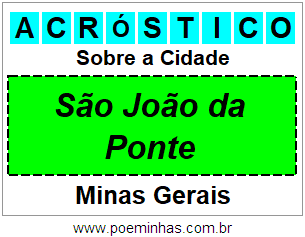 Acróstico Para Imprimir Sobre a Cidade São João da Ponte