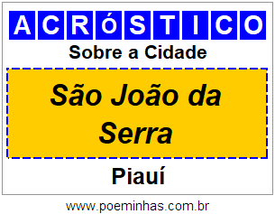 Acróstico Para Imprimir Sobre a Cidade São João da Serra