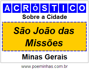 Acróstico Para Imprimir Sobre a Cidade São João das Missões