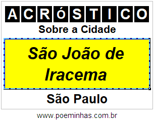 Acróstico Para Imprimir Sobre a Cidade São João de Iracema