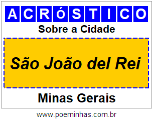 Acróstico Para Imprimir Sobre a Cidade São João del Rei