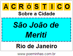 Acróstico Para Imprimir Sobre a Cidade São João de Meriti