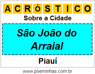 Acróstico Para Imprimir Sobre a Cidade São João do Arraial