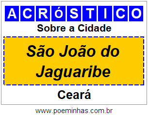 Acróstico Para Imprimir Sobre a Cidade São João do Jaguaribe