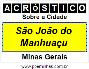 Acróstico Para Imprimir Sobre a Cidade São João do Manhuaçu